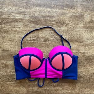 Marilyn Monroe Color Block Push Up Swim Top